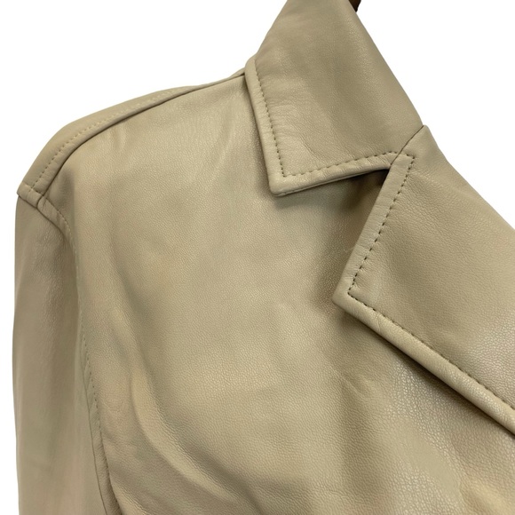 ❣️🎉HP🎉❣️Zara Blogger Favorite Faux Leather Wrap Dress XL Taupe/Tan - Picture 10 of 15